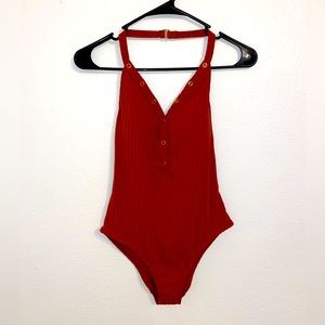Burnt Orange Halter Top Body Suit